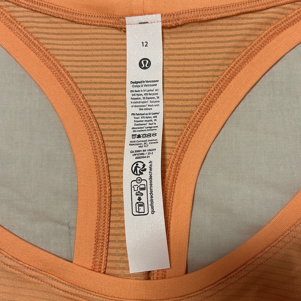 NWT Lululemon Swiftly Tech Racerback Tank Top 2.0 *Hip Length Rock Melon size 12 - Picture 8 of 10